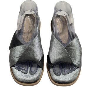 DOLCE VITA GOLDA KNOTTED VELVET SLIDE GREY SZ 7.5